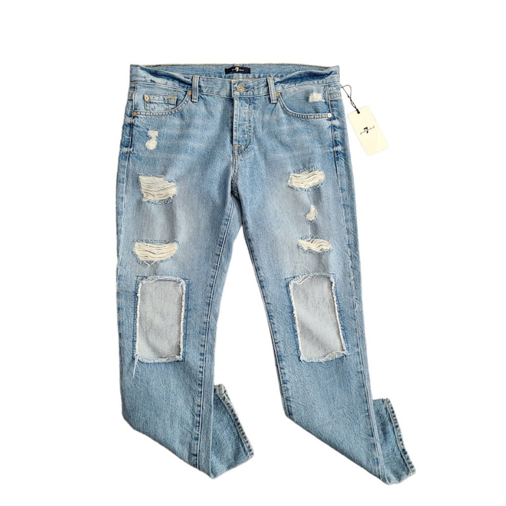 7 For All Mankind straight leg distressed jeans